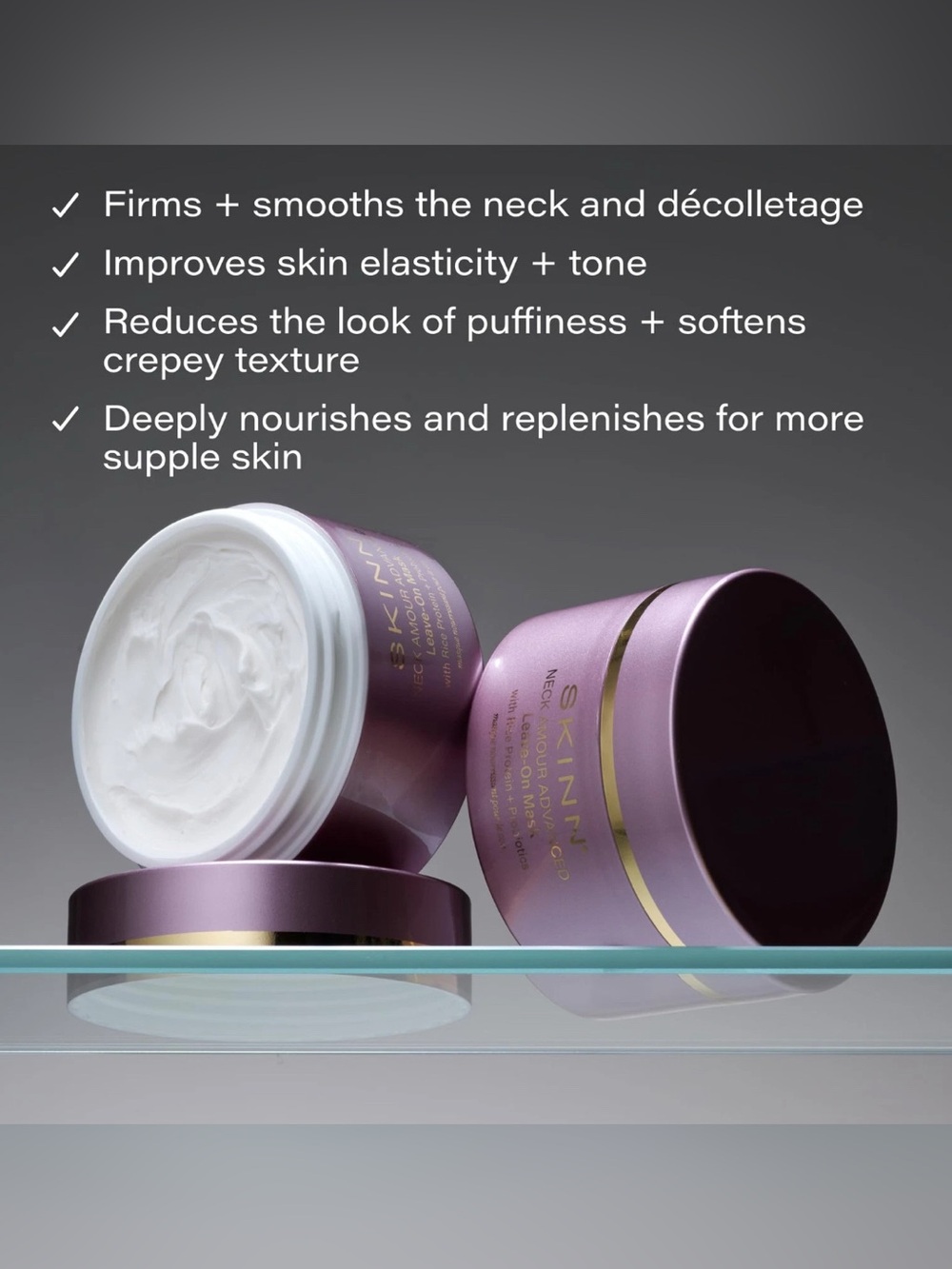 Skinn Cosmetics Neck Amour ADVANCED Protein Probiotics Leave-On Mask 1.7 oz 2 Pk